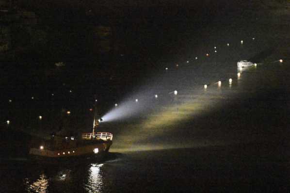 28 March 2020 - 00-11-23 
As the trawler William Henry II departs Dartmouth soon after midnight the crew spy their preferred craft....the Princess R35 sports boat Lexi.
------------
Dartmouth trawler William Henry II, DH5
 Princess R35 sports boat Lexi.